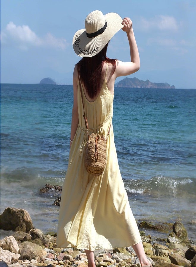 LUI SUI Straw Bucket Bag for Women, Straw Hobo Shoulder Purse, Summer Beach Bag, Bucket Beach Handbag for Vacation Travel - Image 3