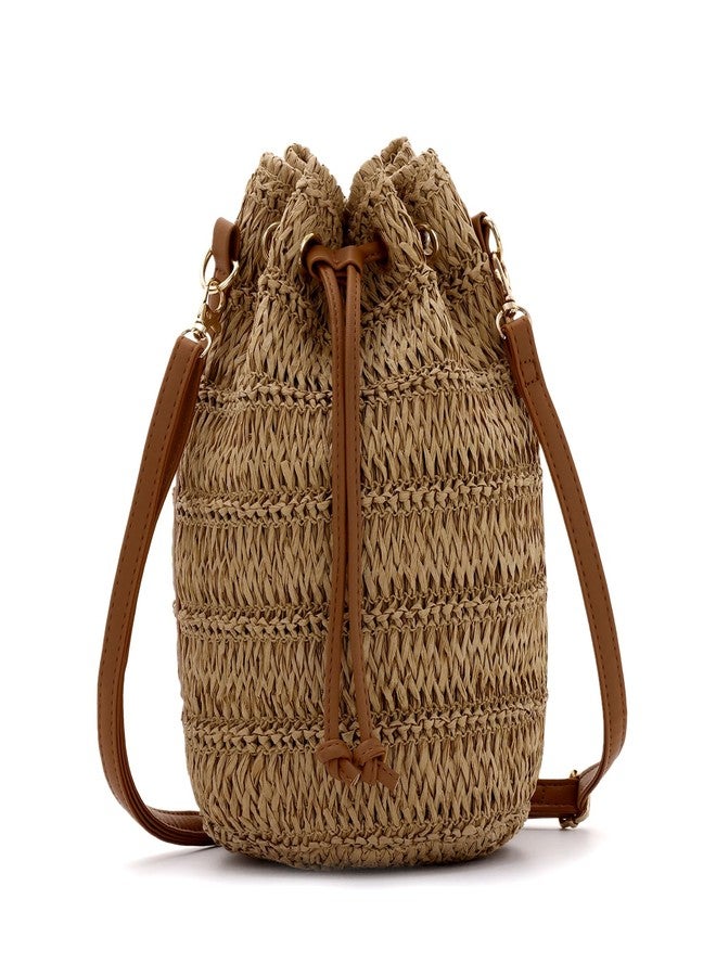 LUI SUI Straw Bucket Bag for Women, Straw Hobo Shoulder Purse, Summer Beach Bag, Bucket Beach Handbag for Vacation Travel - Image 1