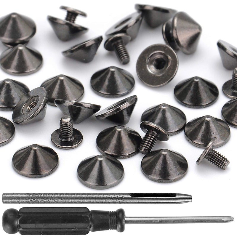 YORANYO 100 Sets Cone Spikes and Studs 4.7MM Height Gun Metal 3/16" Bullet Spikes Screw Back Punk Studs and Spikes for Clothing Shoes Leather Craft Belts Bag Rivets with Installation Tools - Image 1