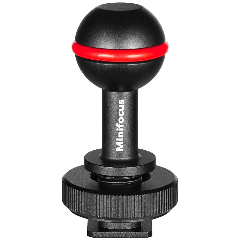 MINIFOCUS محول قاعدة حذاء بارد برأس كرة MINIFOCUS 1" ، حامل كرة عالمي مع محول قاعدة حذاء بارد لمصابيح الغوص وكاميرات تحت الماء وحالات الفيديو/الفلاش/الستروب - Image 1