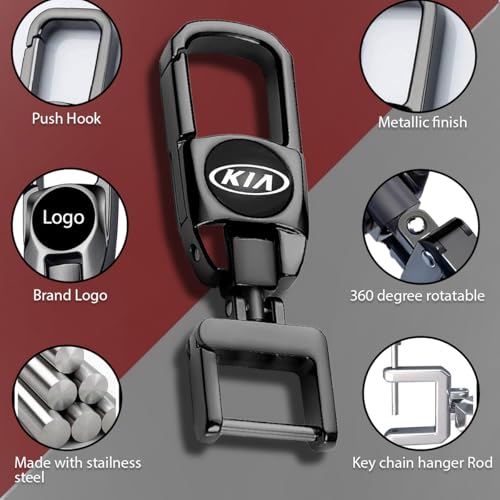 Contacts Heavy Duty Stainless Steel Key Chain Compatible With Kia Seltos | Sonet | Carens, Black - Image 3