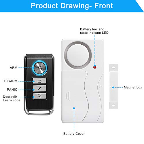 WSDCAM Wireless Door Alarm with Remote 2 Pack, Battery Included, 105 dB Loud Pool Door Alarm, Wireless Door Open Alarms Sensor for Kids Safety Home Security - Image 4