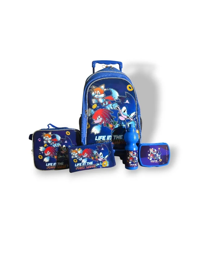 SONIC 18"TROLLEYBAG, LUNCH BAG, PENCILCASE, WATER BOTTLE, LUNCH BOX