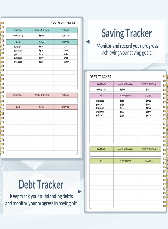 SUNEE Budget Planner - Monthly Budget Book with Expense Tracker Notebook, A4(8.5" x 11") Undated 12 Month Bill Organizer & Finance Planner to Manage Your Money, Account Book with Colorful Tab, Blue - Image 5