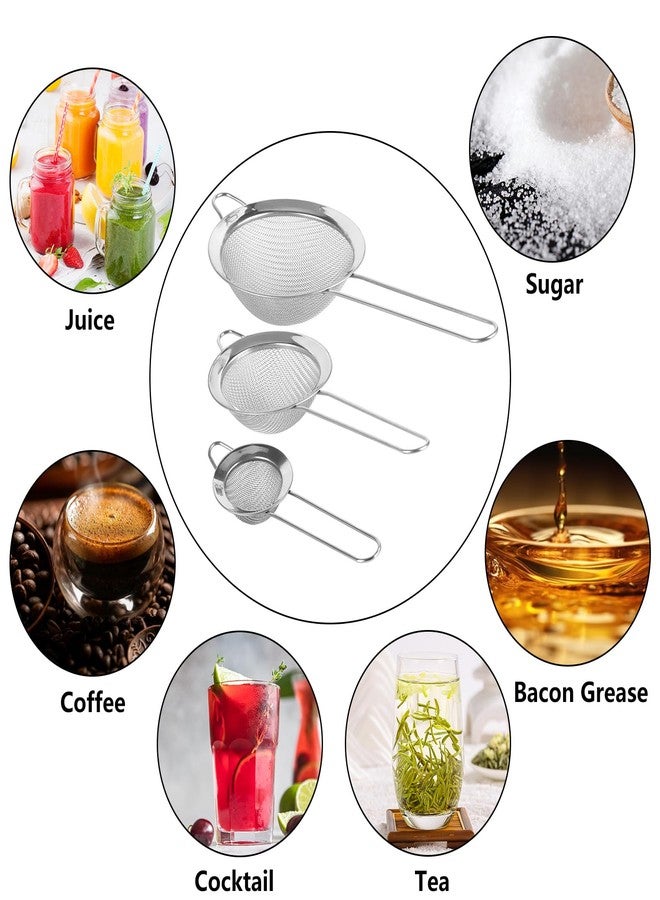 LoveBB 3 Pcs Fine Mesh Strainers with Handle, Stainless Steel Sifter Metal Strainer Set, Small Mini Sieve for Kitchen, Tea, Cocktail, Juice Coffee - Image 5