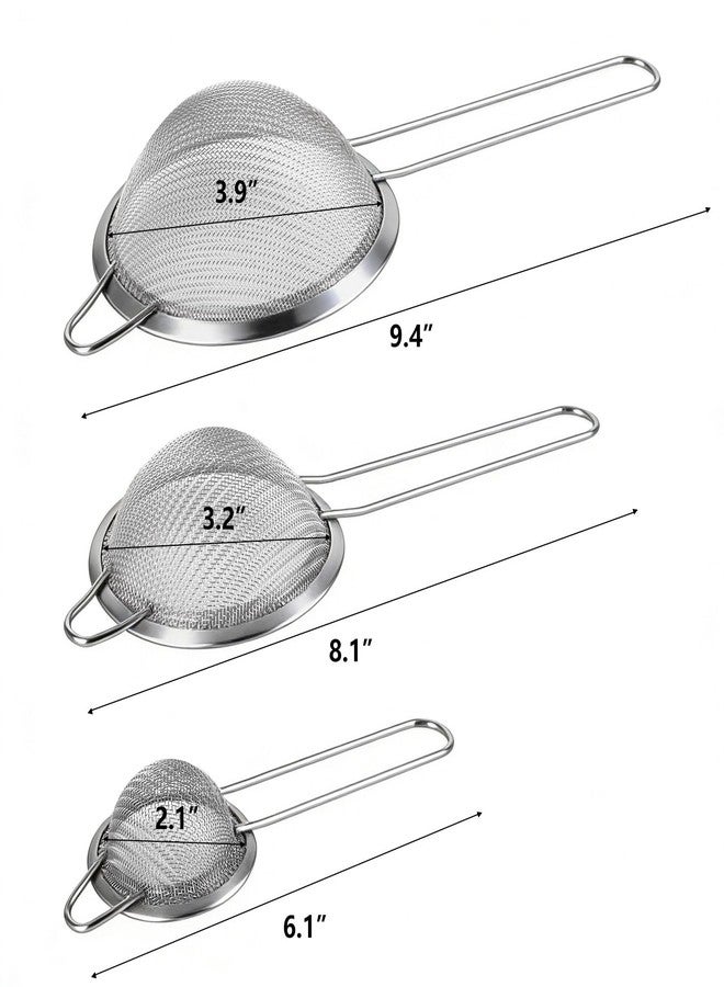 LoveBB 3 Pcs Fine Mesh Strainers with Handle, Stainless Steel Sifter Metal Strainer Set, Small Mini Sieve for Kitchen, Tea, Cocktail, Juice Coffee - Image 3