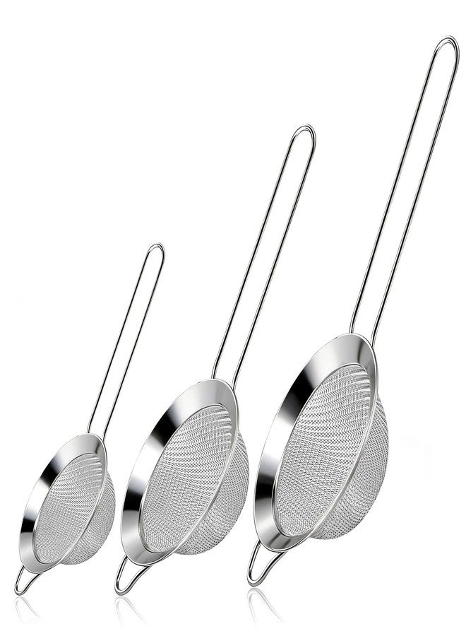LoveBB 3 Pcs Fine Mesh Strainers with Handle, Stainless Steel Sifter Metal Strainer Set, Small Mini Sieve for Kitchen, Tea, Cocktail, Juice Coffee - Image 1