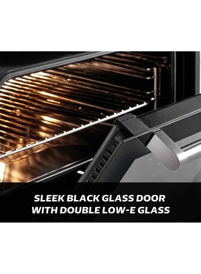 جينيرال جولد فرن كهربائي مدمج من General Gold بعرض 60 سم مع مروحة وشواية، واجهة من الستانلس ستيل وباب زجاجي مزدوج، 10 وظائف طهي، شاشة LED، فرن جداري بيلت ان مثالي للخبز والحلويات - Image 3