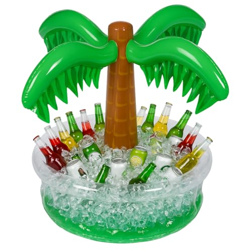 Playbees Inflatable Palm Tree Cooler 28 Blow Up Palm Tree Party Cooler Luau Hawaiian Tropical Beach Theme Summer Swimming Pool Party Decorations Outdoor Party Supplies Kids Adults Birthday - Image 1