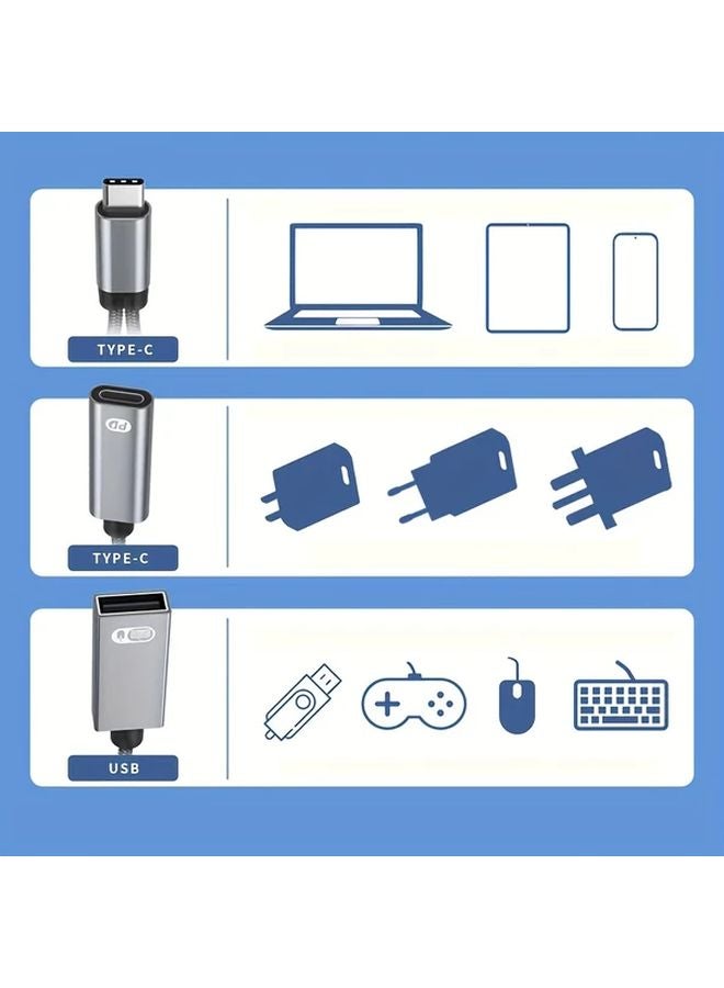 Black USB C to USB A OTG Adapter with Headphone Jack and Fast Charging Port for iPhone 15 16 Galaxy S22 S21 Huawei - Image 4