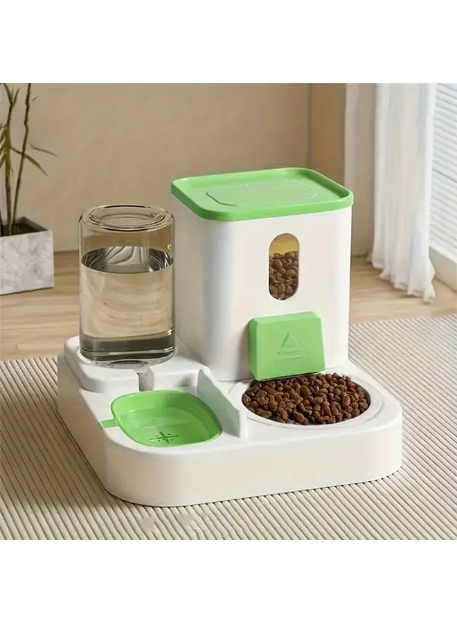 Green 2 In 1 Automatic Cat Feeder And Water Dispenser Neck Friendly No Power Required - Image 4