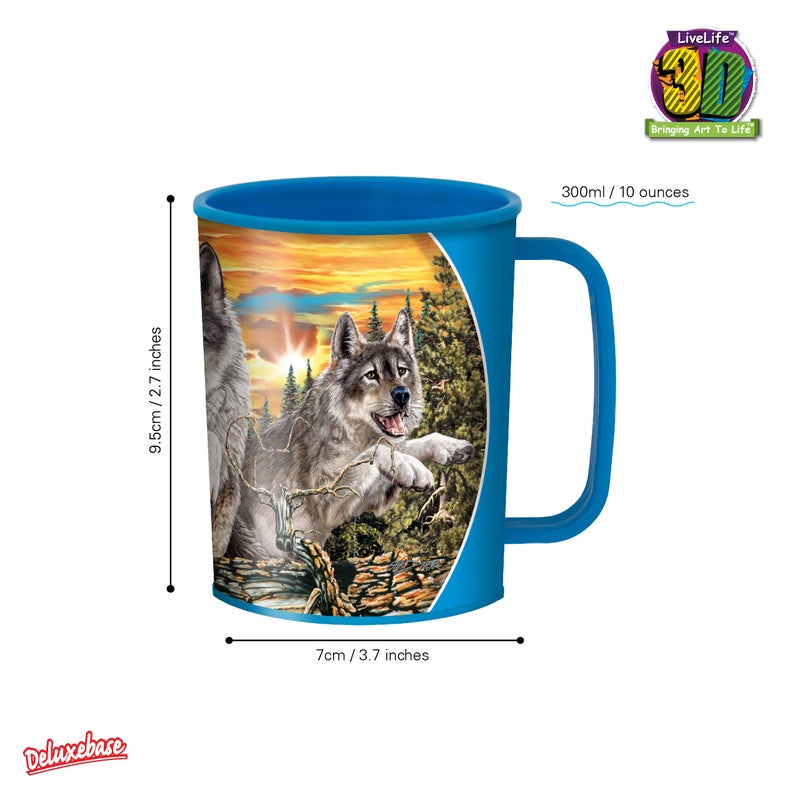 3D LiveLife Drinking Cup - Jumping Wolves from Deluxebase. Lenticular 3D Wolf Plastic Tumbler, 10 fl oz BPA-Free Reusable Drinkware. Animal Themed Cup and Durable Party Favour Gift - Image 4