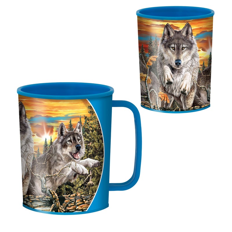 3D LiveLife Drinking Cup - Jumping Wolves from Deluxebase. Lenticular 3D Wolf Plastic Tumbler, 10 fl oz BPA-Free Reusable Drinkware. Animal Themed Cup and Durable Party Favour Gift - Image 2