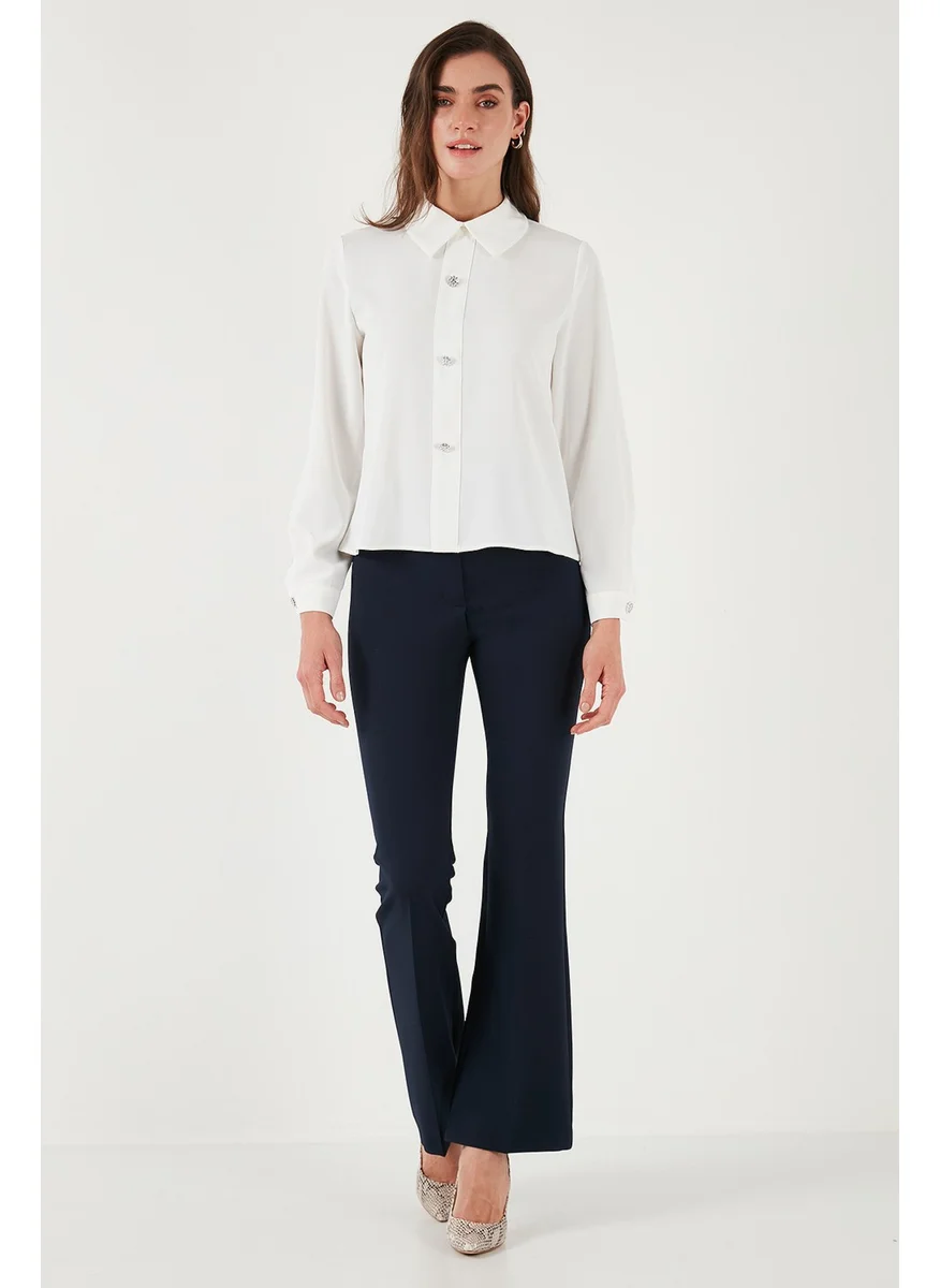 ليلا Stone Regular Fit Shirt Collar Zippered Blouse Women's Blouse 611BZ0493