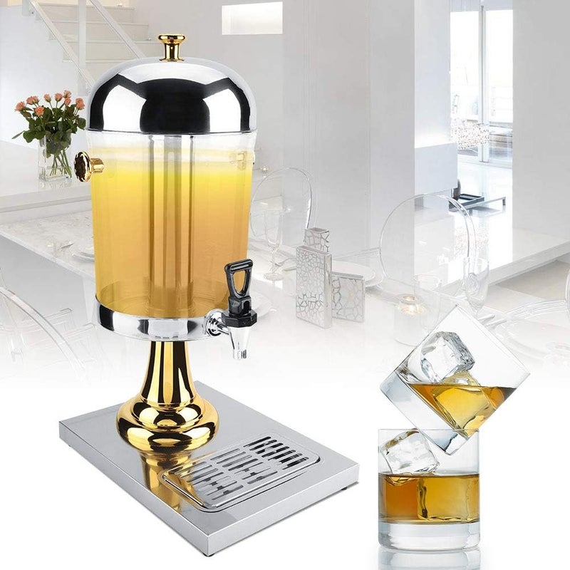 klarako Cold Beverage Dispenser, Stainless Steel Beverage Dispensers Machine for Restaurant Hotel Bar Transparent Round 8L(Silver) - Image 1