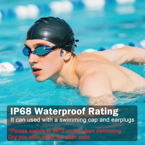 MARLALL Swimming Bone Conduction Headphones with Night Safety Light, IP68 Waterproof 32G MP3 Memory, Soft Silicone Underwater Headphones,Submersible Sport Earbuds/Earphone for Swimming Diving-Platinum Silver - Image 3