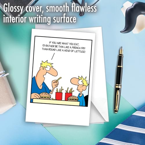 NobleWorks 1 Funny Father's Day Card for Dad, Pa, Pop, Daddy, Stepfather Stepdad, Grandpa w/Envelope - Humor Greetings- Thin Like French Fry 0357 - Image 5