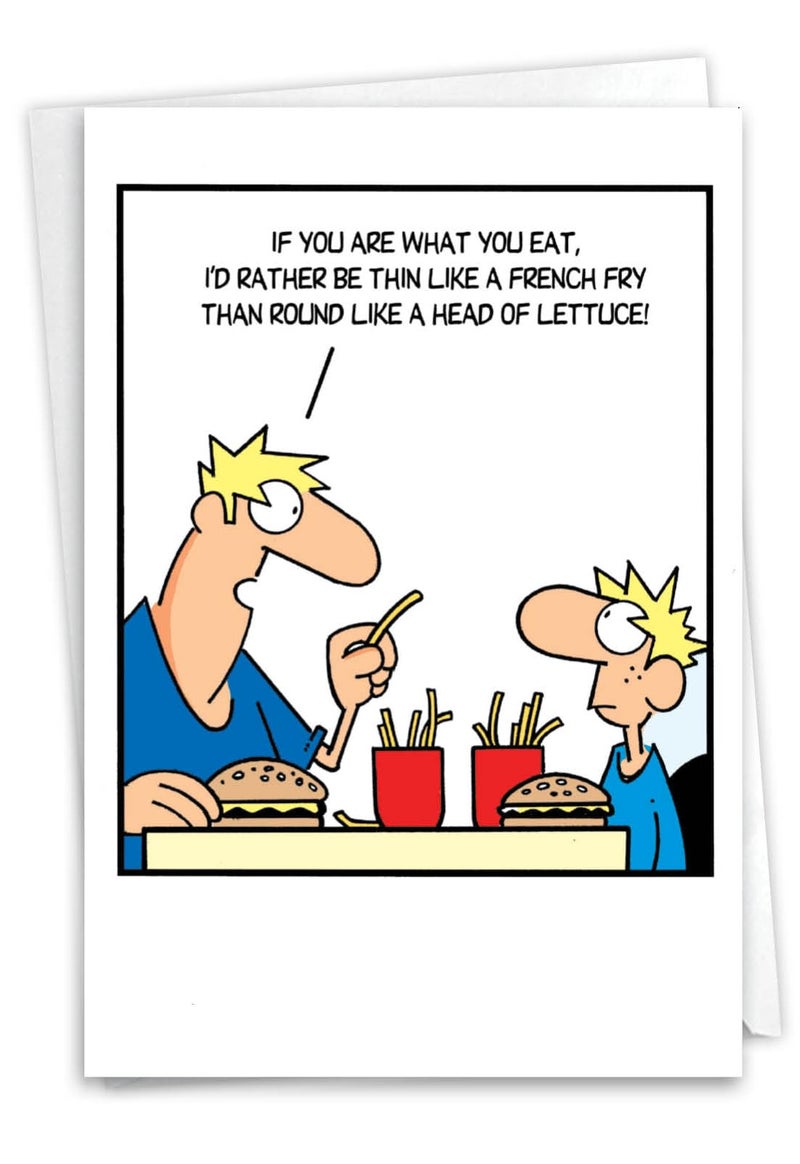 NobleWorks 1 Funny Father's Day Card for Dad, Pa, Pop, Daddy, Stepfather Stepdad, Grandpa w/Envelope - Humor Greetings- Thin Like French Fry 0357 - Image 1