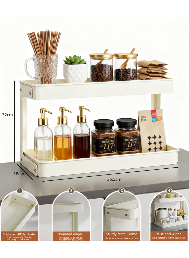 Neonix Countertop Coffee Station Organiser Two-tier storage rack for coffee bar accessories Seasoning storage box for kitchen, home and office use - White - Image 3