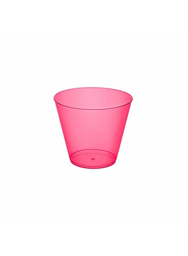 Party Essentials Hard Plastic 9-Ounce Party Cups and Old Fashioned Tumblers, Neon Pink, 25-Count - Image 1
