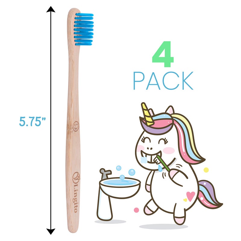 Lingito Natural Bamboo Toothbrushes, BPA Free Soft Bristles, Nature-Friendly, Natural, Organic & Vegan Toothbrush Pack, Individually Packaged (Natural Child Bamboo Toothbrushes) - Image 2