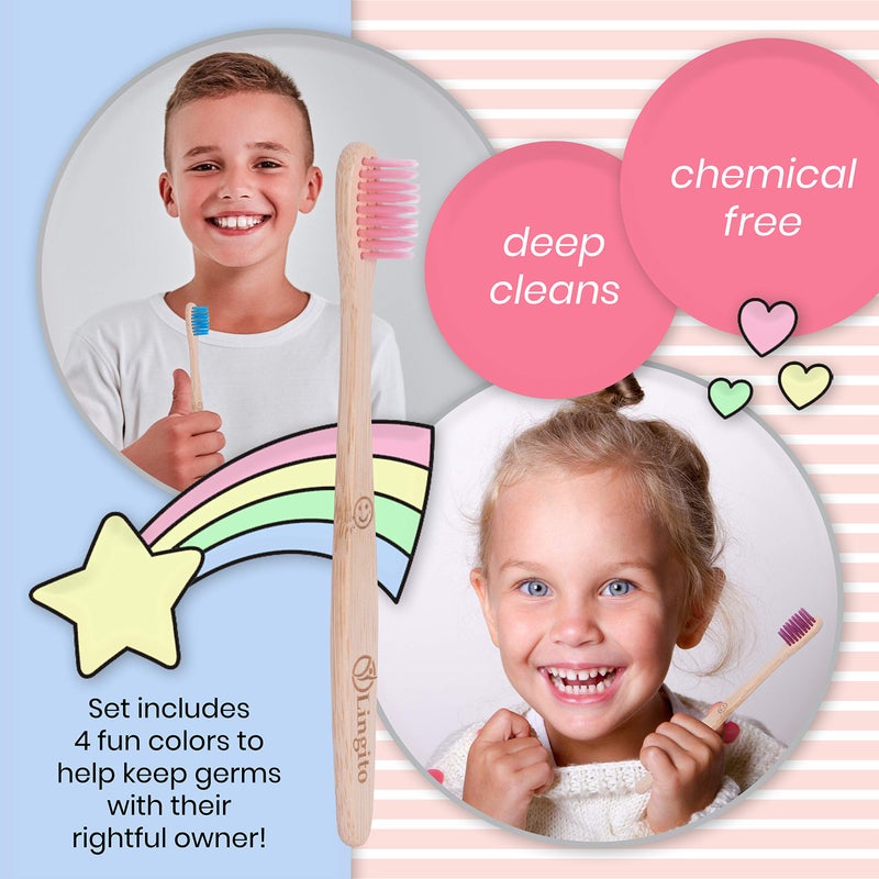 Lingito Natural Bamboo Toothbrushes, BPA Free Soft Bristles, Nature-Friendly, Natural, Organic & Vegan Toothbrush Pack, Individually Packaged (Natural Child Bamboo Toothbrushes) - Image 3