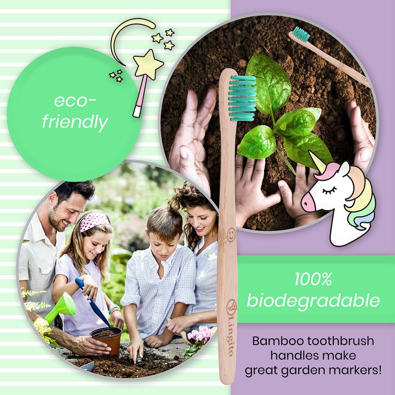 Lingito Natural Bamboo Toothbrushes, BPA Free Soft Bristles, Nature-Friendly, Natural, Organic & Vegan Toothbrush Pack, Individually Packaged (Natural Child Bamboo Toothbrushes) - Image 5