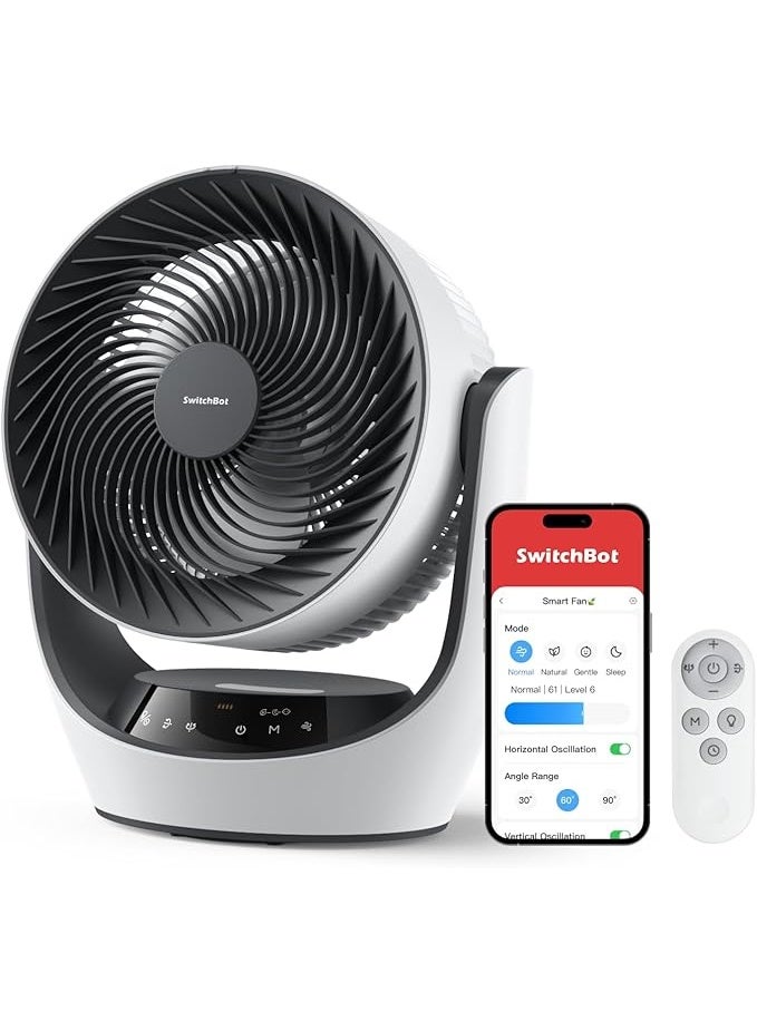 SwitchBot Smart Desk Fan for Bedroom, 22dB Ultra Quiet, 90° Oscillation, Battery Operated, 9 Speeds, 9H Timer, Alexa/Google/Siri Compatible (Hub Required), Portable Air Circulator for Indoor & Outdoor - Image 1