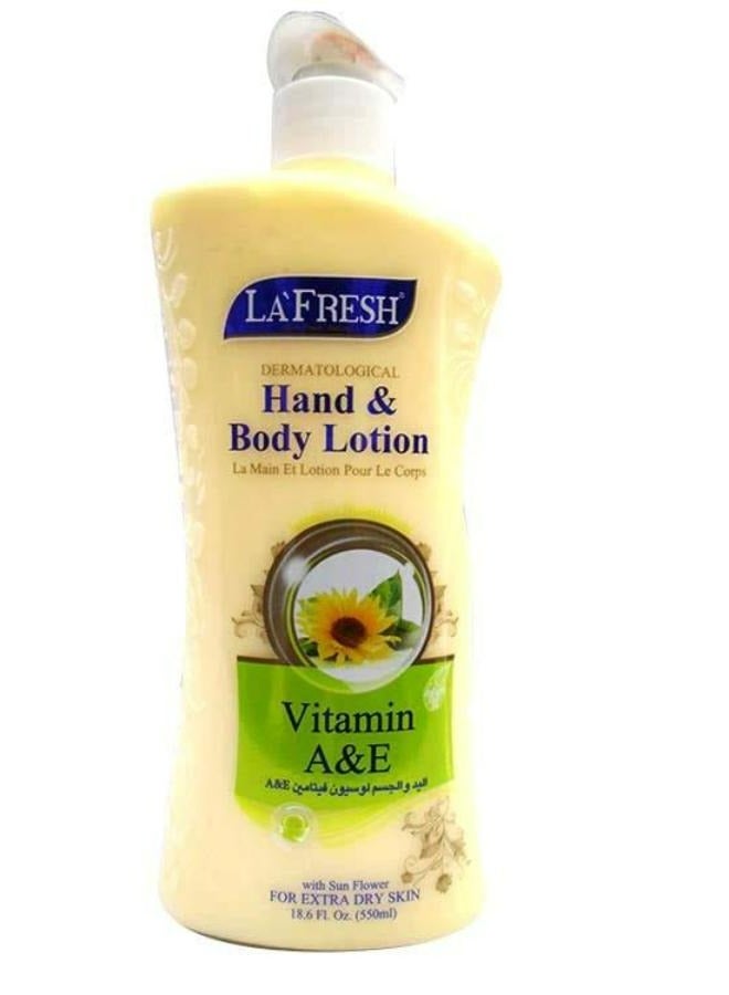 لا فريش لوشن لليدين والجسم بفيتامين A وE مع عباد الشمس بيج 550 مل