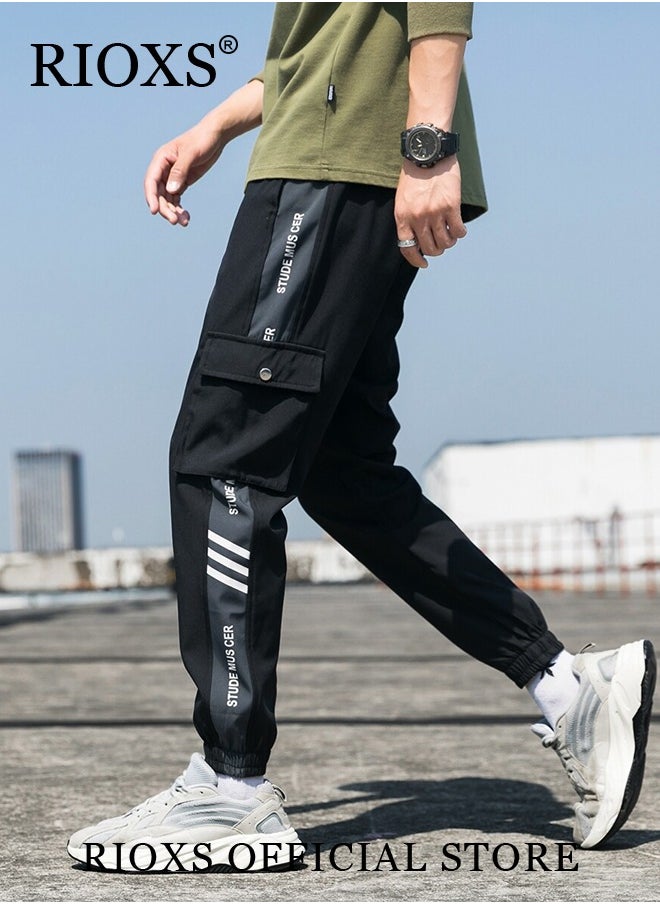 RIOXS Men's Classic Sports Sweatpants, Elastic Waist Drawstring Casual Trousers, Comfortable Lounge Jogger with Multiple Pockets and Ribbed Ankle Cuffs, Suitable for Leisure and Outdoor Activities  - Image 2