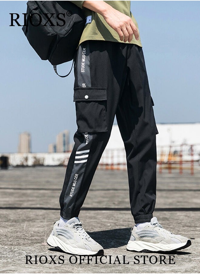 RIOXS Men's Classic Sports Sweatpants, Elastic Waist Drawstring Casual Trousers, Comfortable Lounge Jogger with Multiple Pockets and Ribbed Ankle Cuffs, Suitable for Leisure and Outdoor Activities  - Image 5