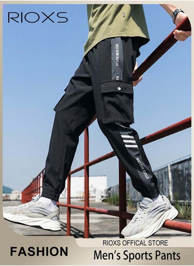 RIOXS Men's Classic Sports Sweatpants, Elastic Waist Drawstring Casual Trousers, Comfortable Lounge Jogger with Multiple Pockets and Ribbed Ankle Cuffs, Suitable for Leisure and Outdoor Activities  - Image 1