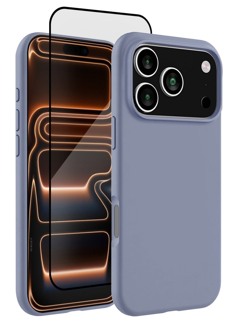 CATANES 2 Packs Silicone Protective Phone Case for iPhone 17 Pro Max - Soft Anti-Scratch Microfiber Lining Ultra Slim Drop Protection Phone Cover with 3D Screen Protector - Pastel Purple - Image 1