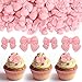 Solldgt 30 Pcs Pink Bow Cupcake Toppers Bowknot Cake Decorating Bow Cake Topper Birthday Decorations Coquette Bow Theme Party Decoration Bachelorette Bridal Engagement Wedding Baby Shower Party Decor - Image 3