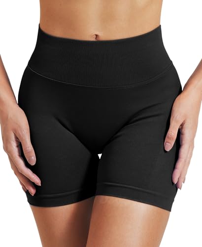 VOYJOY Women Workout Impact Shorts 2.5"/ 3.6"/ 4.5"/ 6" Scrunch Butt Lifting Gym Seamless Booty Biker Shorts Black - Image 3