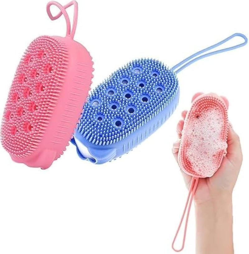 Silicone Bath Brush for Body Cleaning - Bath Brush for Women and Men, Deep Cleaning Body Massage Brush, Double Sided Bath Loofah - Different Color
