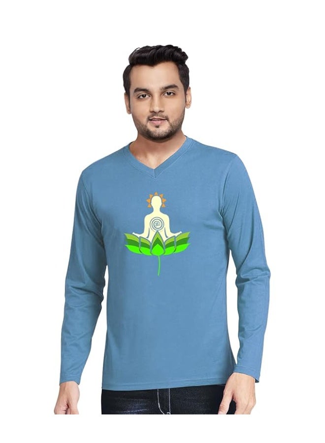 OPLU Store Men's Regular Fit Cotton Printed Tshirt, Blue ,XL - Image 1