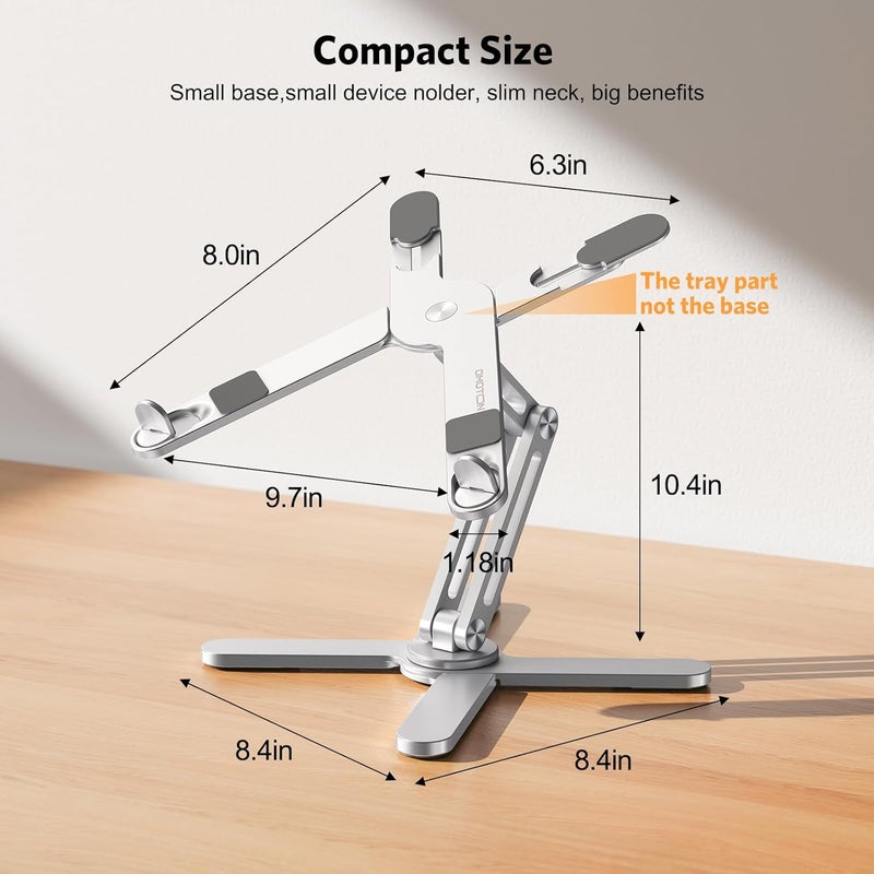 Omoton 360° Rotating Laptop Stand Riser for Desk, Ergonomic Foldable Computer Stand Adjustable Height Angles for Collaborative Work, Easy Storage Fit Macbooks,All Laptops up to 16 inches, Silver - Image 5