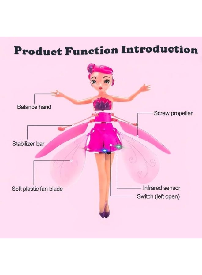 ARGT Magical Flying Fairy Doll, Hand Sensor Control, USB Powered Magic Sky Dancers Toy, Rainbow Glitter Flying Princess Doll for Girls Boys - Blue - Image 4