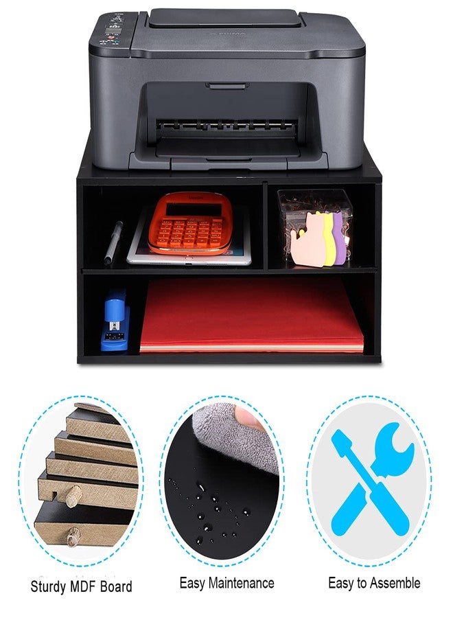 EMERIT Printer Stand Shelf with Storage Wood Desk Paper Organzier for Home/Office,Printer Riser, 2 Tire - Image 3