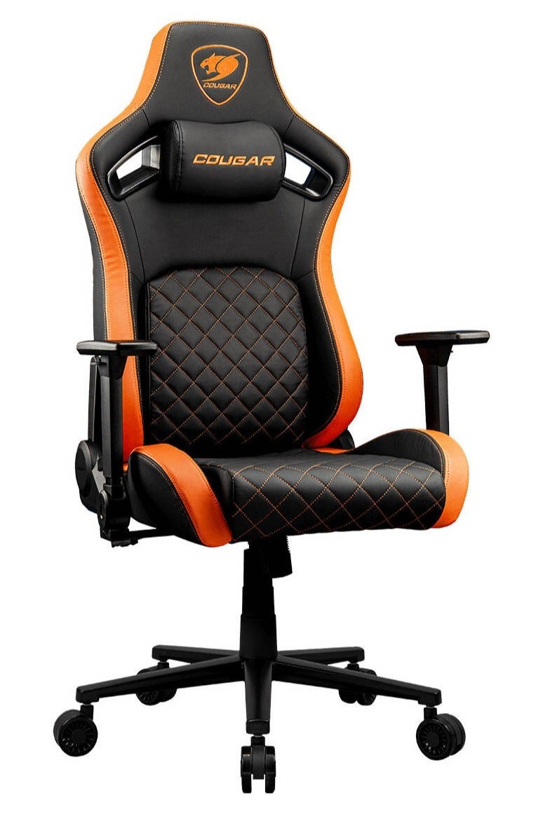 كوجار كرسي ألعاب ديفينسور، سطح من القماش المنسوج، دعم قطني متطور بتقنية الدفع للخلف، وسادة رقبة مغناطيسية من إسفنج الذاكرة، مساند ذراع قابلة للطي رباعية الأبعاد، إمالة 155 درجة، رفع غازي من الفئة 4، إطار فولاذي متين، عجلات صامتة 75 مم، أسود/برتقالي | 3MDFLORB.0001 - Image 1