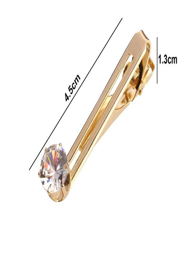 TRIPIN Golden Tie Pin Clip Tack Tiepin for Men with Diamond Crystal in A Gift Box TSHOTIEPINGOLD2016 - Image 2