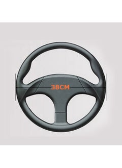 ET-LIFE PU Leather Steering Wheel Cover Anti-Slip for 37-38cm Steering Wheel Black Red  - Image 5