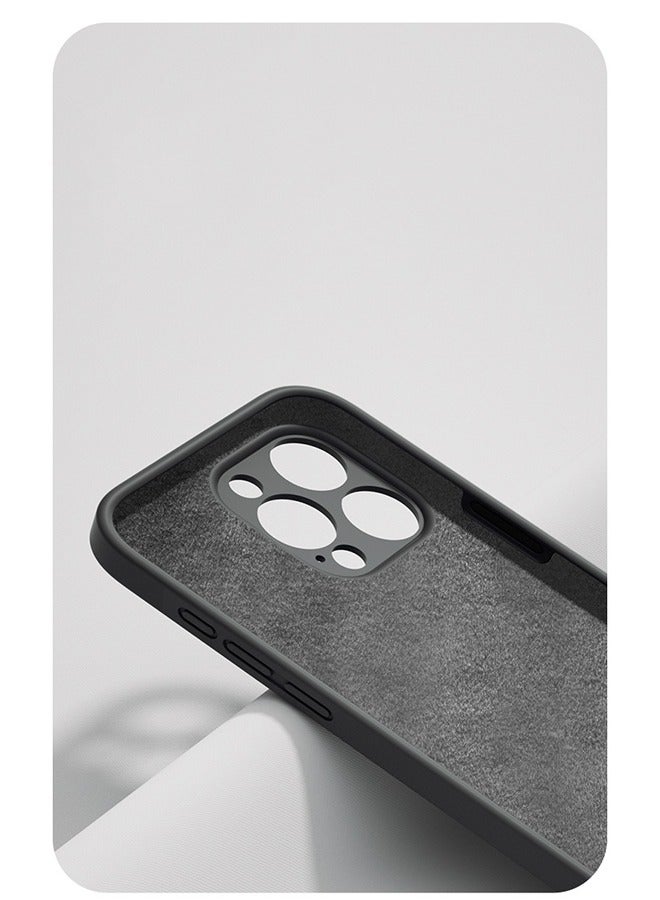 iPhone 15 Pro Max Case Silicone Cover Liquid Gel Soft Ultra Slim Shockproof Back Cover Full Body Protection 6.7 inch Black - Image 5