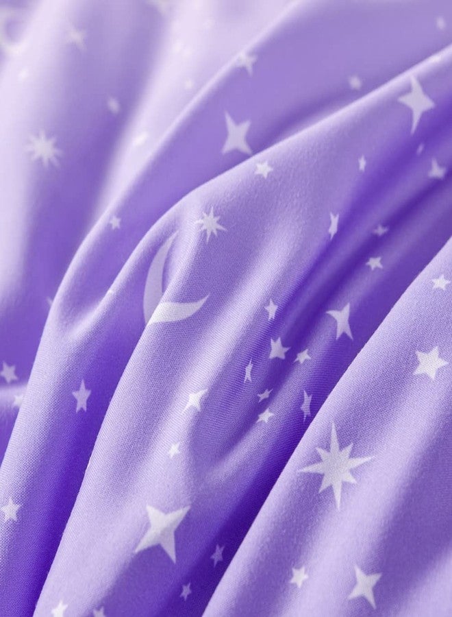 URBONUR Twin Comforter Set for Girls 6Pcs Bed in a Bag Gradient Purple Orange Blue Moon Stars Comforters Soft Lightweight Kids Bedding Set for All Season (Star, Twin Size) - Image 5