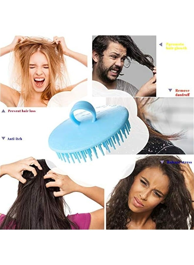 إسكدنيا فرشاة مرنة لتنظيف فروة الرأس والتدليك، تقشير قشرة الرأس، مناسبة للمنزل والمكتب والسفر والحيوانات الأليفة، برتقالي/أخضر. - Image 5