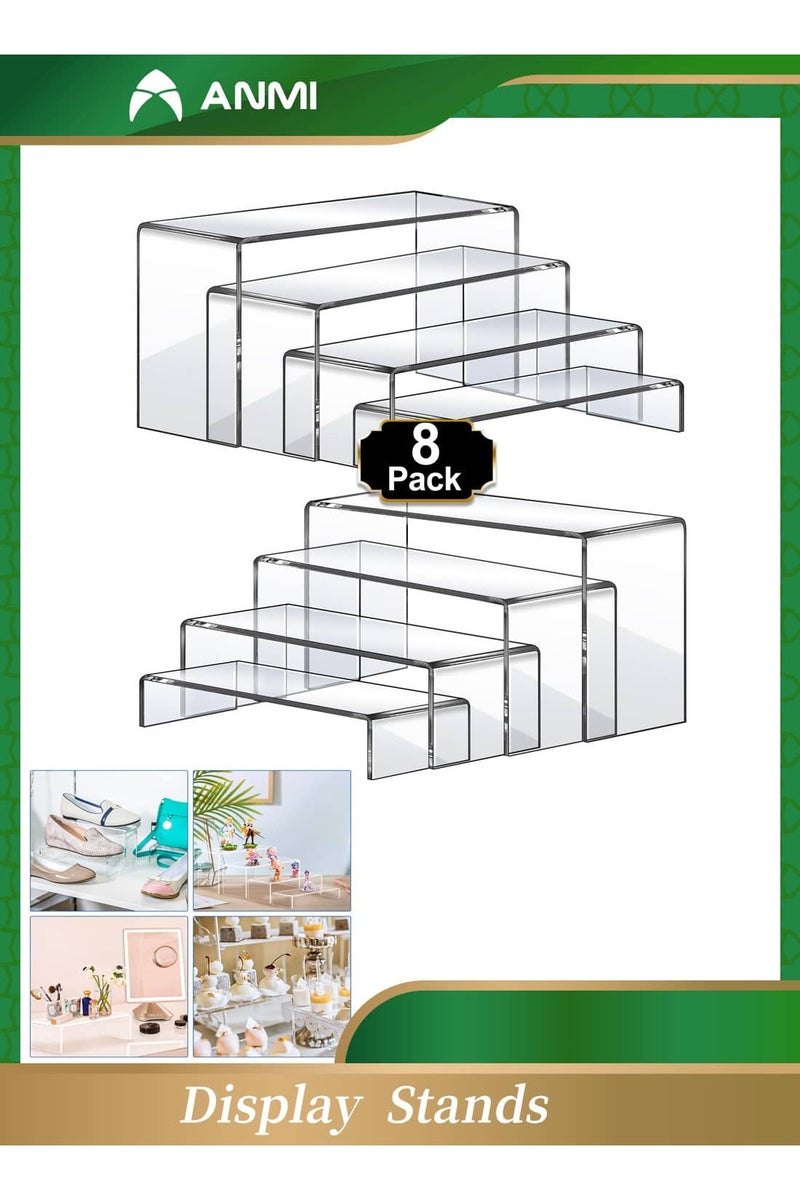 Anmi 8 Pcs Large Acrylic Display Stands, Rectangular Stands Shelf Clear Display Risers for Decor, Cake shelves Retail Shoe Showcase - Image 1
