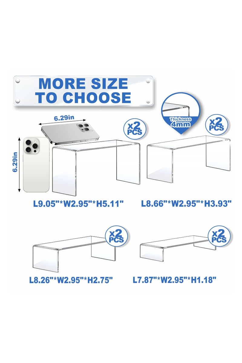 Anmi 8 Pcs Large Acrylic Display Stands, Rectangular Stands Shelf Clear Display Risers for Decor, Cake shelves Retail Shoe Showcase - Image 2