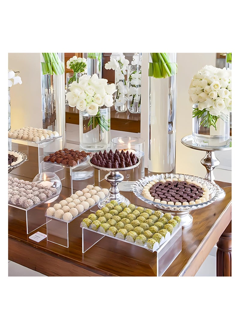 Anmi - 8 Pcs Large Acrylic Display Stands, Rectangular Stands Shelf Clear Display Risers for Decor, Cake shelves Retail Shoe Showcase - Image 1