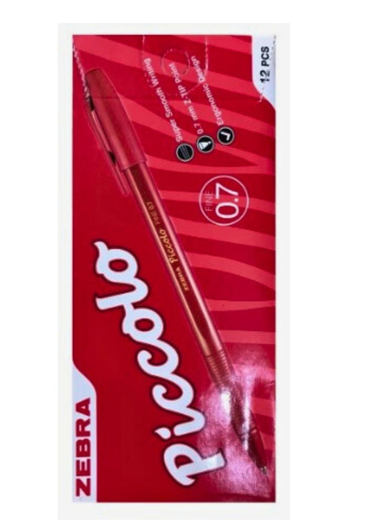 ZEBRA Zebra Piccolo Ball Pen 0.7mm Pack of 12 Red Color  - Image 1